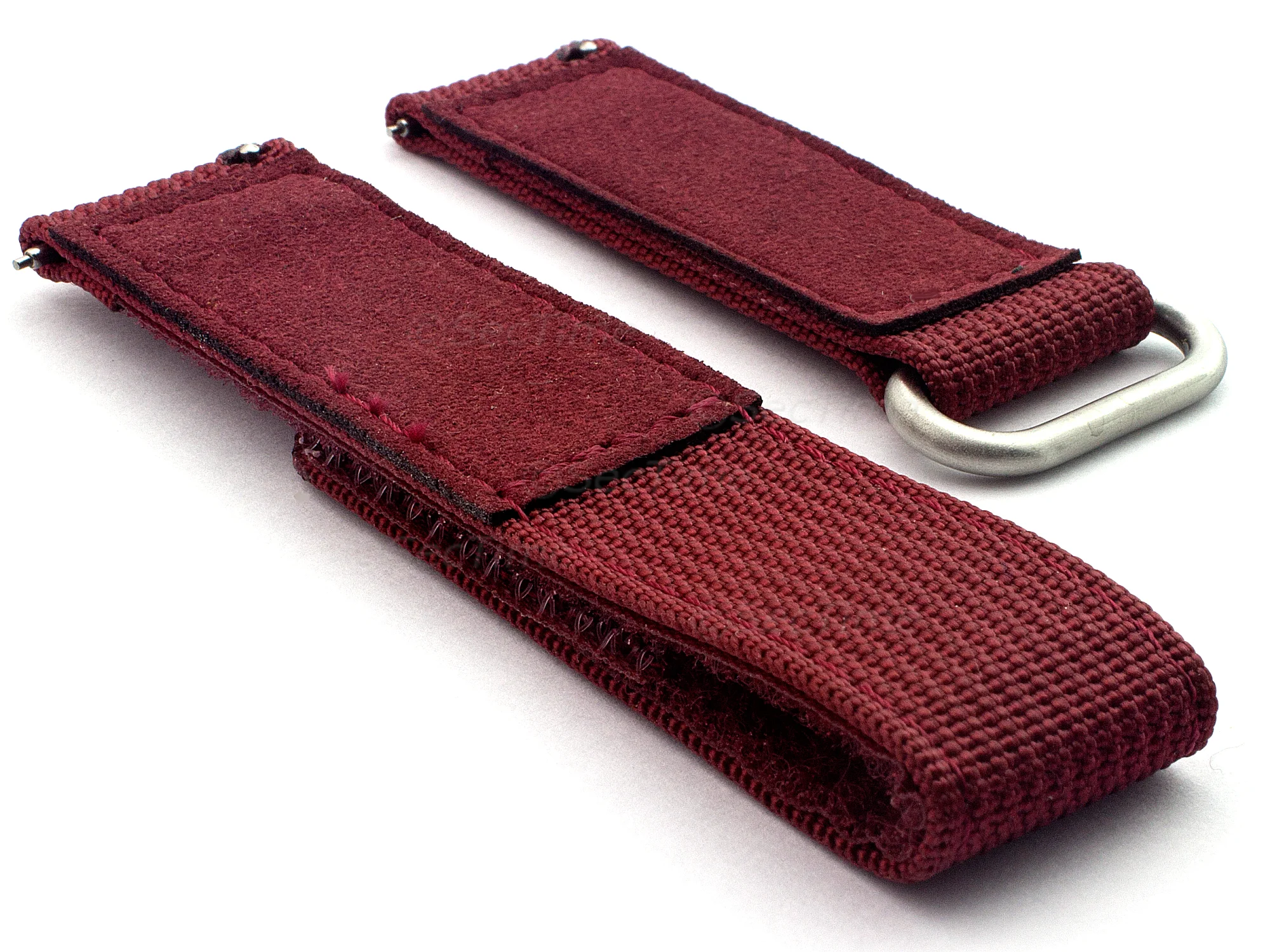 (image for) Quick Release Watch Strap Ribbed Nylon Hook & Loop TP Maroon 20mm (1)