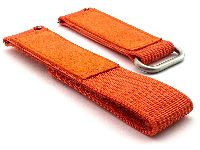 (image for) Quick Release Watch Strap Ribbed Nylon Hook & Loop TP Orange 20mm (1)