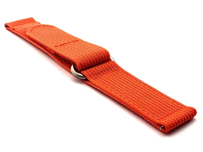 (image for) Quick Release Watch Strap Ribbed Nylon Hook & Loop TP Orange 20mm (2)