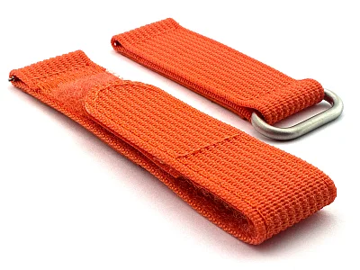 (image for) Quick Release Watch Strap Ribbed Nylon Hook & Loop TP Orange 20mm