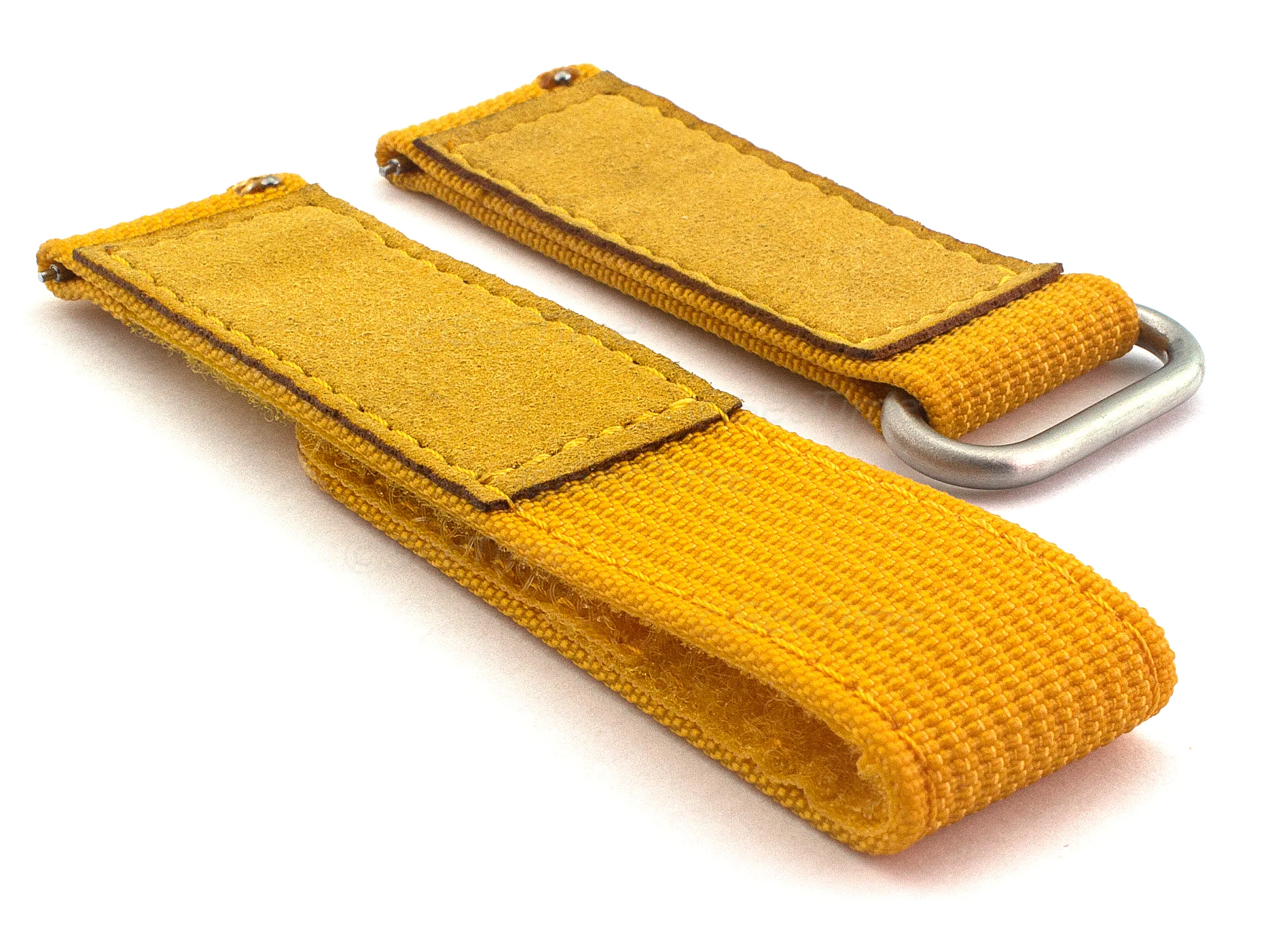 (image for) Quick Release Watch Strap Ribbed Nylon Hook & Loop TP Mustard Yellow 20mm (1)