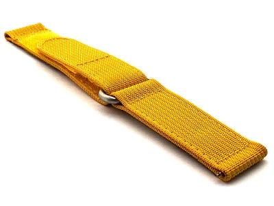 (image for) Quick Release Watch Strap Ribbed Nylon Hook & Loop TP Mustard Yellow 20mm (2)