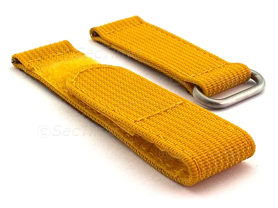 (image for) Quick Release Watch Strap Ribbed Nylon Hook & Loop TP Mustard Yellow 22mm