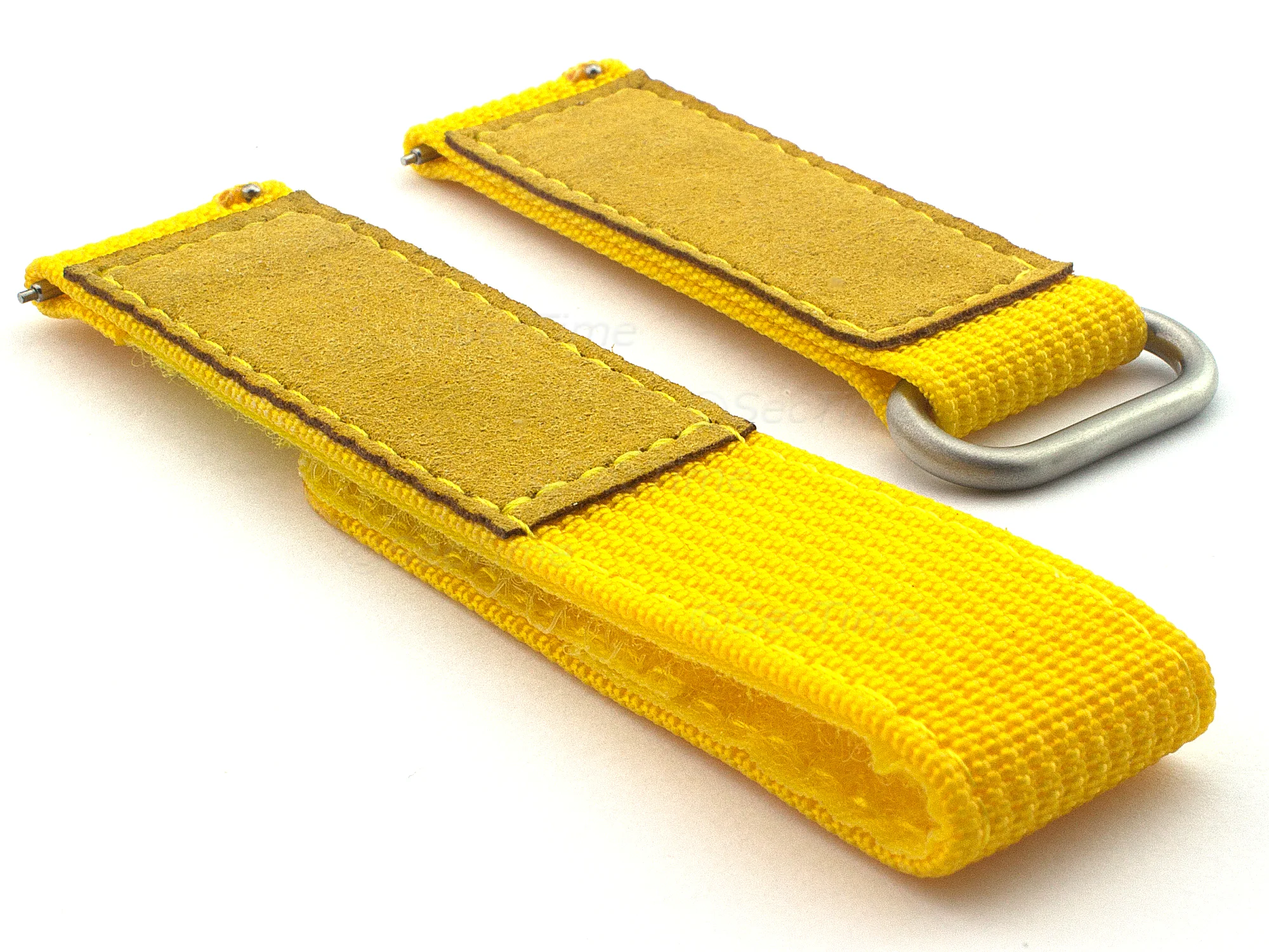 (image for) Quick Release Watch Strap Ribbed Nylon Hook & Loop TP Yellow 20mm (1)