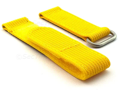 (image for) Quick Release Watch Strap Ribbed Nylon Hook & Loop TP Yellow 22mm