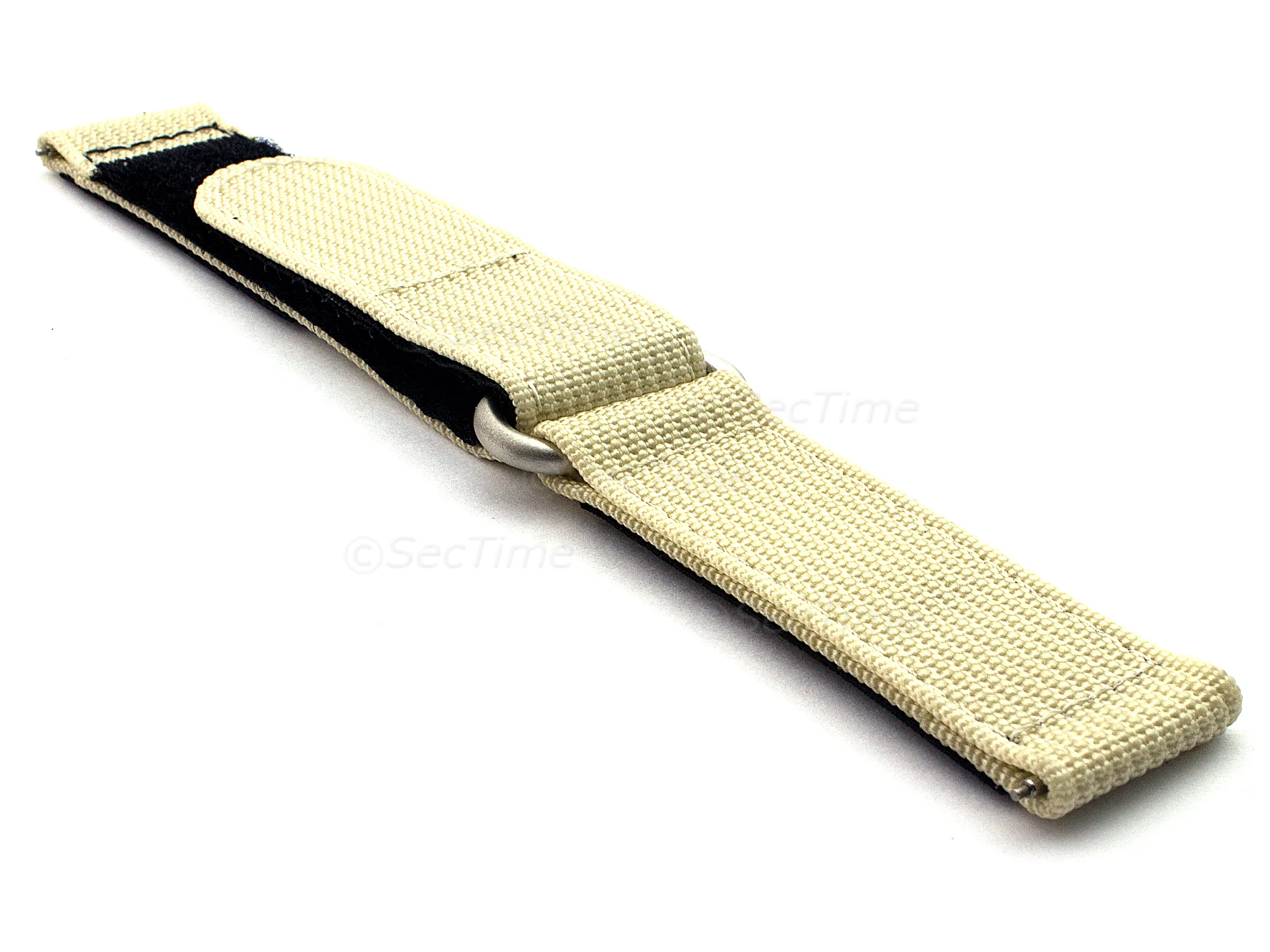 (image for) Quick Release Watch Strap Ribbed Nylon Hook & Loop TP Beige 24mm (2)