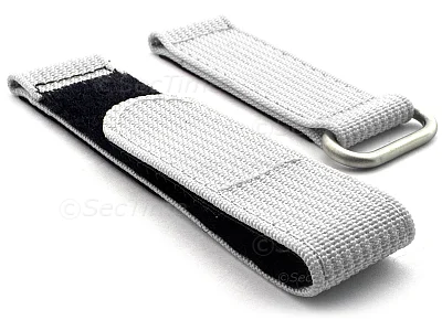 (image for) Quick Release Watch Strap Ribbed Nylon Hook & Loop TP White 18mm
