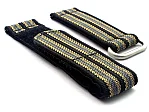 (image for) Quick Release Watch Strap Ribbed Nylon Hook & Loop TP Black/Beige/Grey (9) 20mm