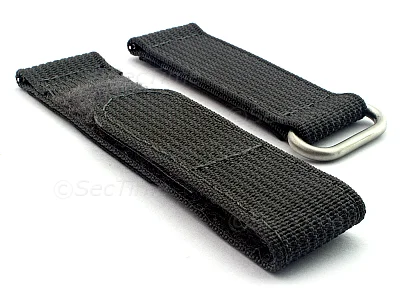 (image for) Quick Release Watch Strap Ribbed Nylon Hook & Loop TP Ash Grey 20mm