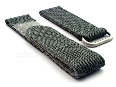 (image for) Quick Release Watch Strap Ribbed Nylon Hook & Loop TP Grey 22mm