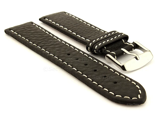 (image for) Leather Watch Band Kana Black / White 20mm