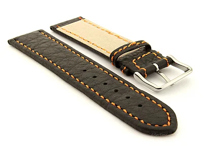 (image for) Leather Watch Band Kana Black / Orange 20mm (1)