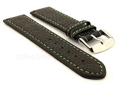 (image for) Leather Watch Band Kana Black / Green 26mm