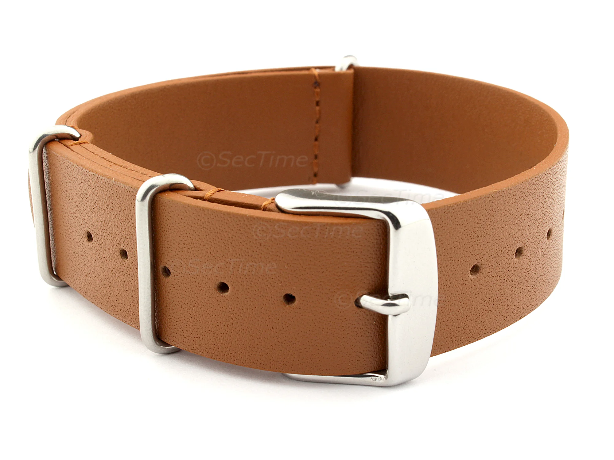 (image for) Leather NATO Watch Strap Band (3 rings) Brown(Tan) 22mm (1)