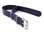 (image for) Leather NATO Watch Strap Band (3 rings) Navy Blue 22mm
