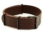 (image for) Genuine Leather Nato Watch Strap PVD Hardware Dark Brown 22mm