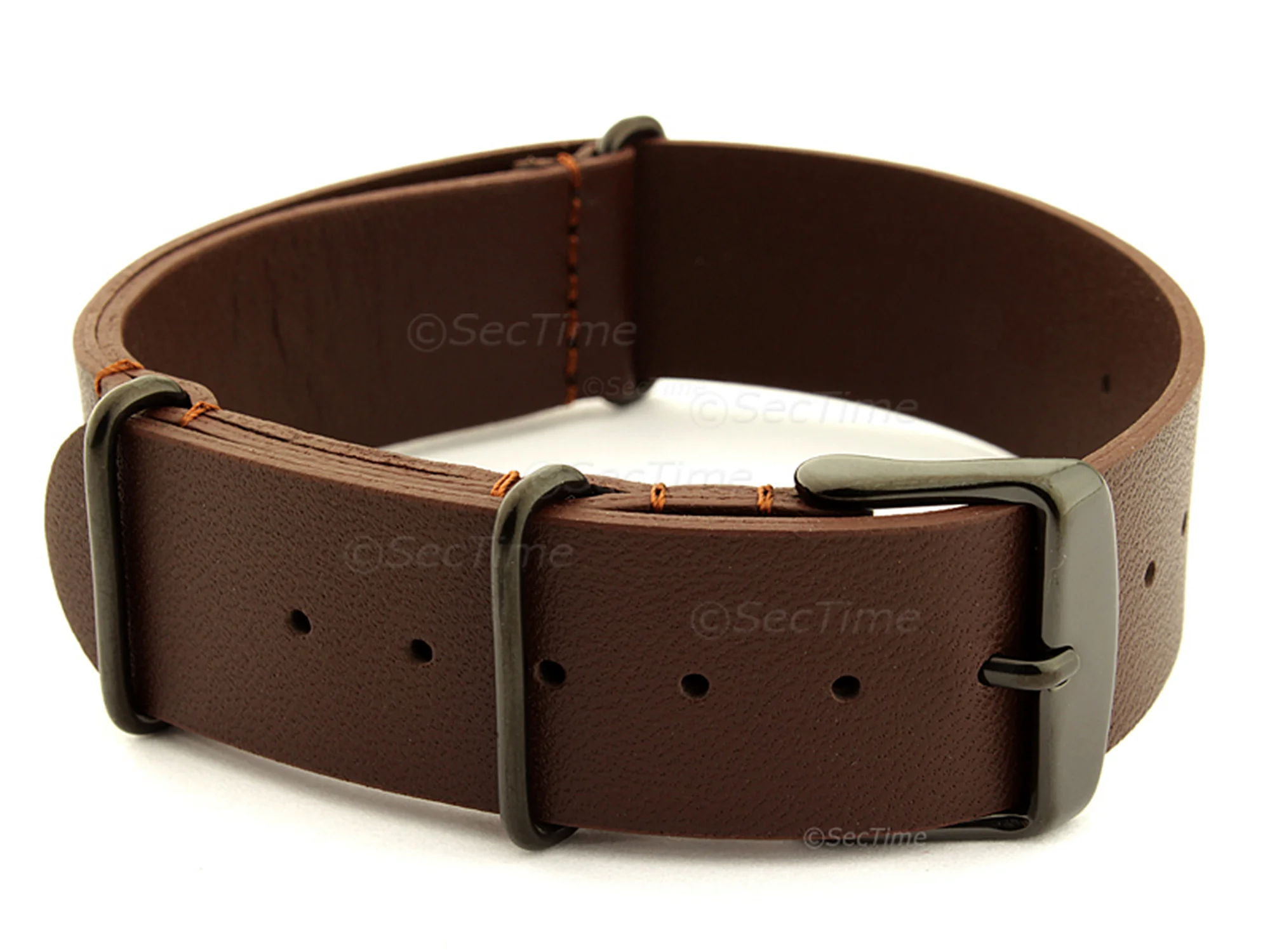 (image for) Genuine Leather Nato Watch Strap PVD Hardware Dark Brown 22mm