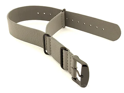 (image for) Genuine Leather Nato Watch Strap PVD Hardware Grey 22mm (1)