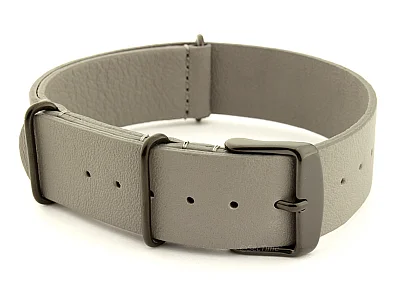 (image for) Genuine Leather Nato Watch Strap PVD Hardware Grey 20mm