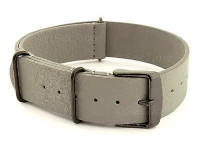 (image for) Genuine Leather Nato Watch Strap PVD Hardware Grey 20mm