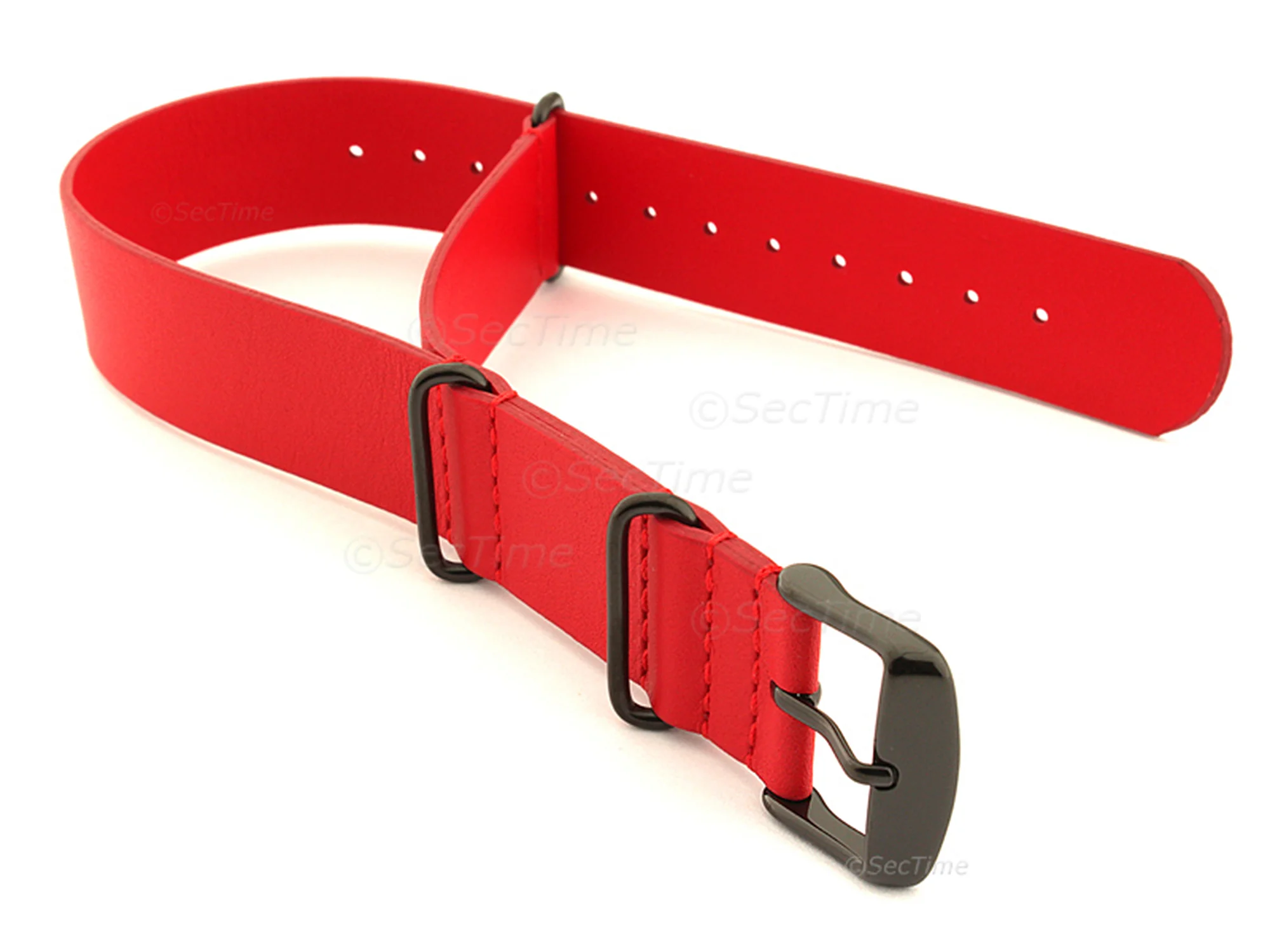 (image for) Genuine Leather Nato Watch Strap PVD Hardware Red 20mm (1)