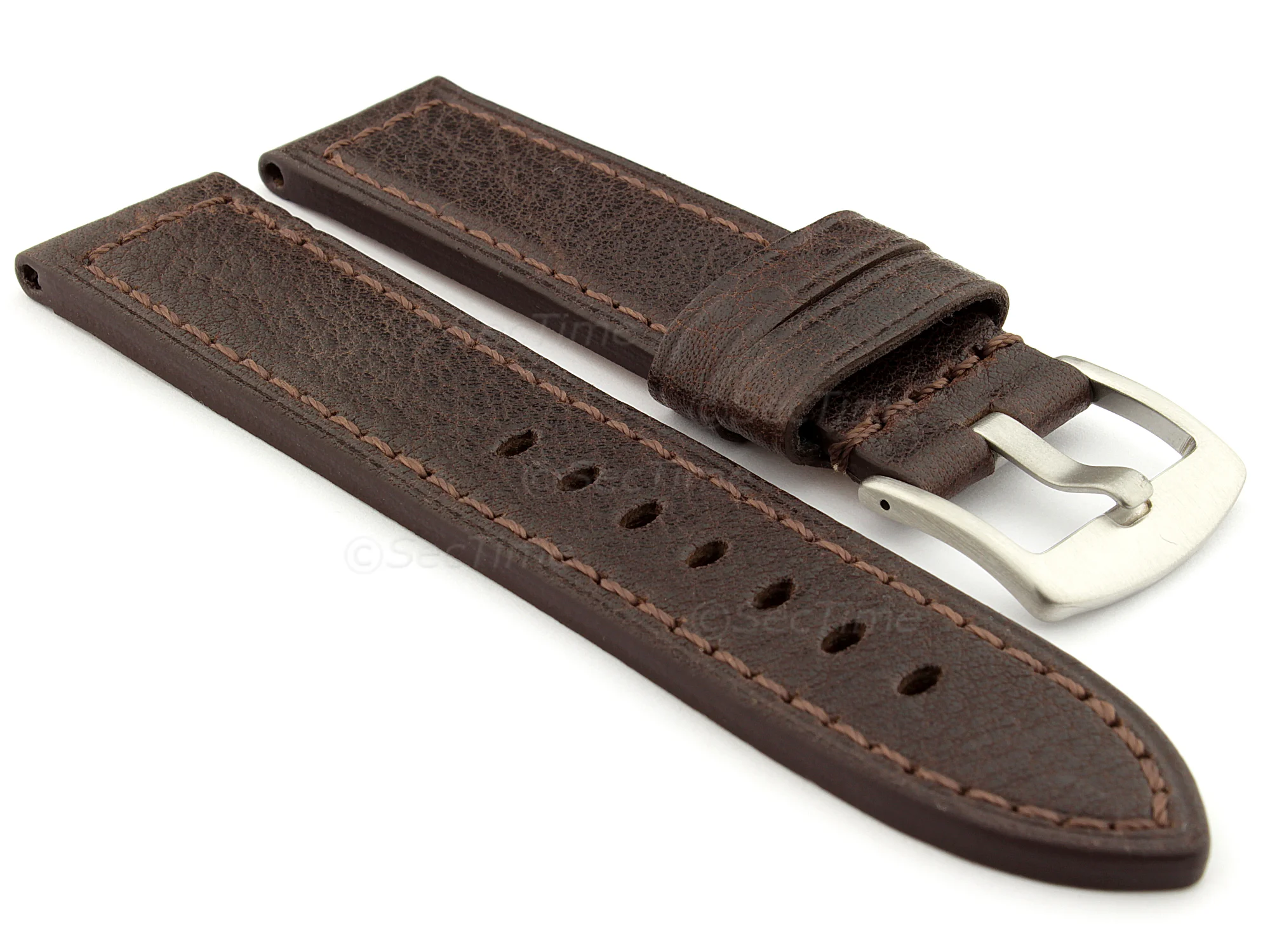 (image for) Replacement WATCH STRAP Luminor Genuine Leather Dark Brown/Brown 26mm