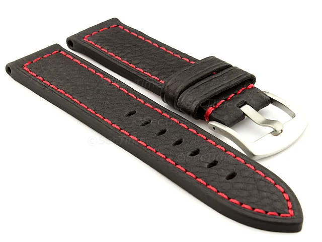 (image for) Replacement WATCH STRAP Luminor Genuine Leather Black/Red 26mm