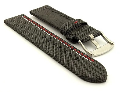 (image for) Waterproof Synthetic Watch Strap LYON, Cowhide Lining Black 22mm (1)