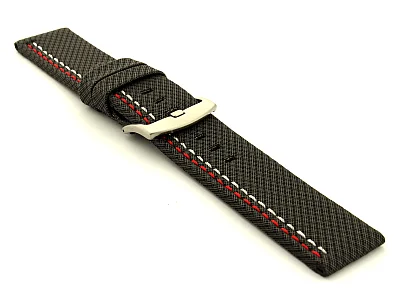 (image for) Waterproof Synthetic Watch Strap LYON, Cowhide Lining Black 22mm (2)