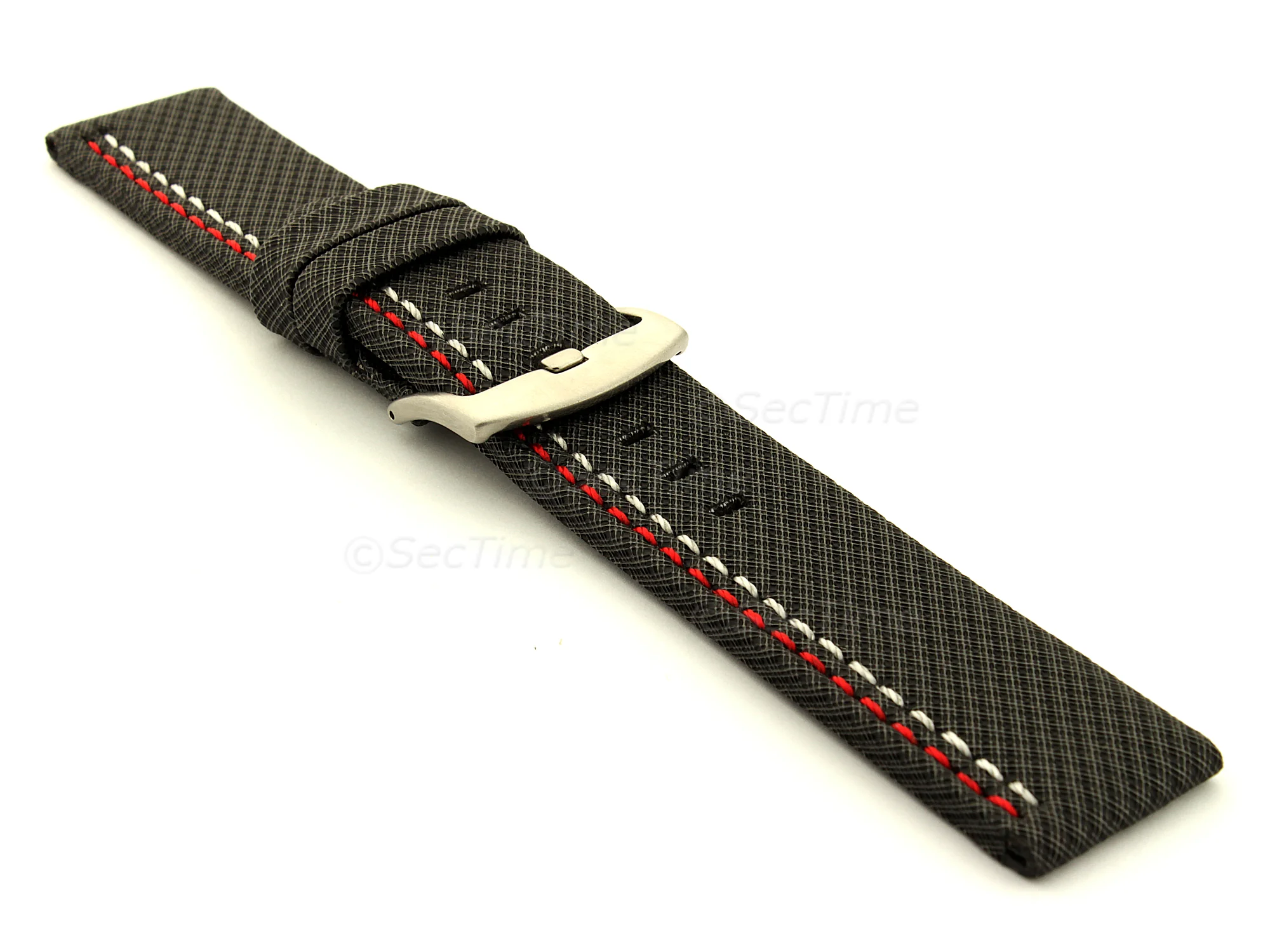 (image for) Waterproof Synthetic Watch Strap LYON, Cowhide Lining Black 22mm (2)