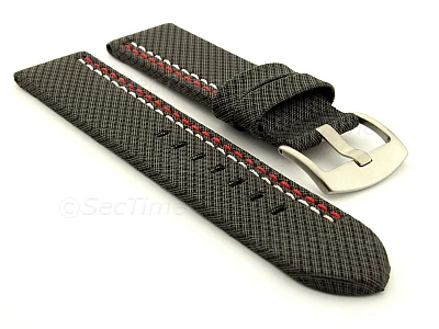 (image for) Waterproof Synthetic Watch Strap LYON, Cowhide Lining Black 20mm