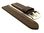 (image for) Waterproof Synthetic Watch Strap LYON, Cowhide Lining Dark Brown 22mm