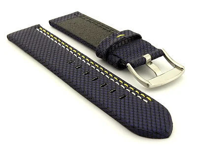 (image for) Waterproof Synthetic Watch Strap LYON, Cowhide Lining Blue 20mm (1)