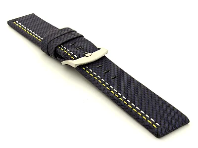 (image for) Waterproof Synthetic Watch Strap LYON, Cowhide Lining Blue 20mm (2)