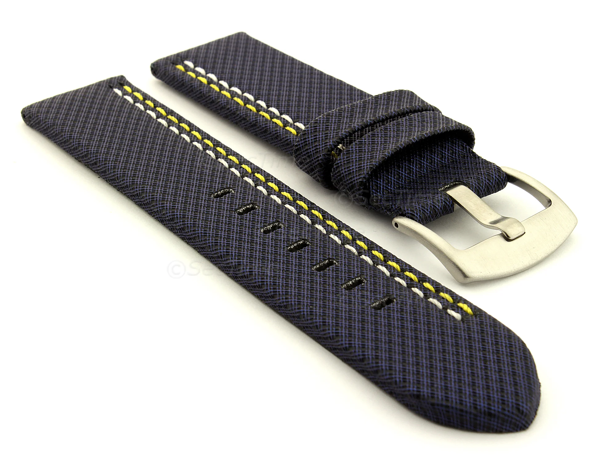 (image for) Waterproof Synthetic Watch Strap LYON, Cowhide Lining Blue 20mm