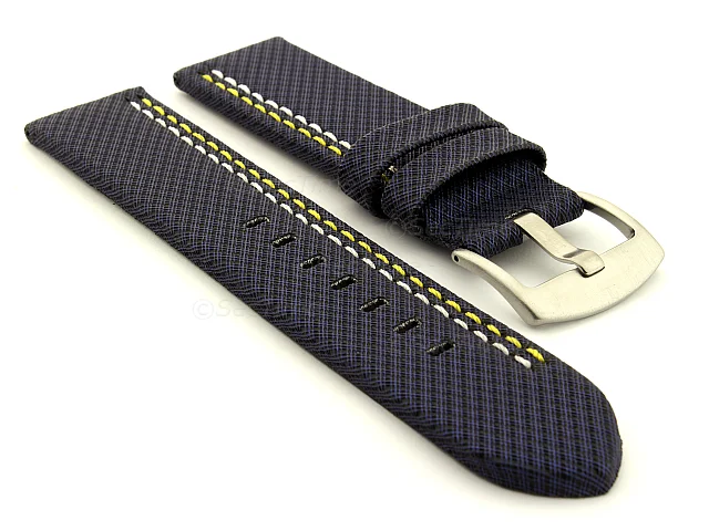 (image for) Waterproof Synthetic Watch Strap LYON, Cowhide Lining Blue 20mm
