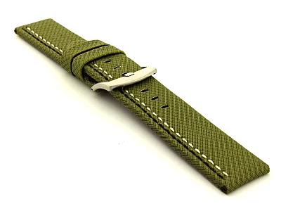 (image for) Waterproof Synthetic Watch Strap LYON, Cowhide Lining Green 22mm (2)