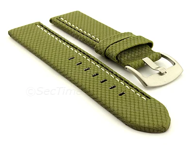 (image for) Waterproof Synthetic Watch Strap LYON, Cowhide Lining Green 26mm