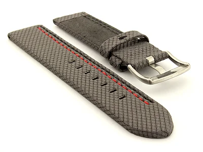 (image for) Waterproof Synthetic Watch Strap LYON, Cowhide Lining Grey 22mm (1)