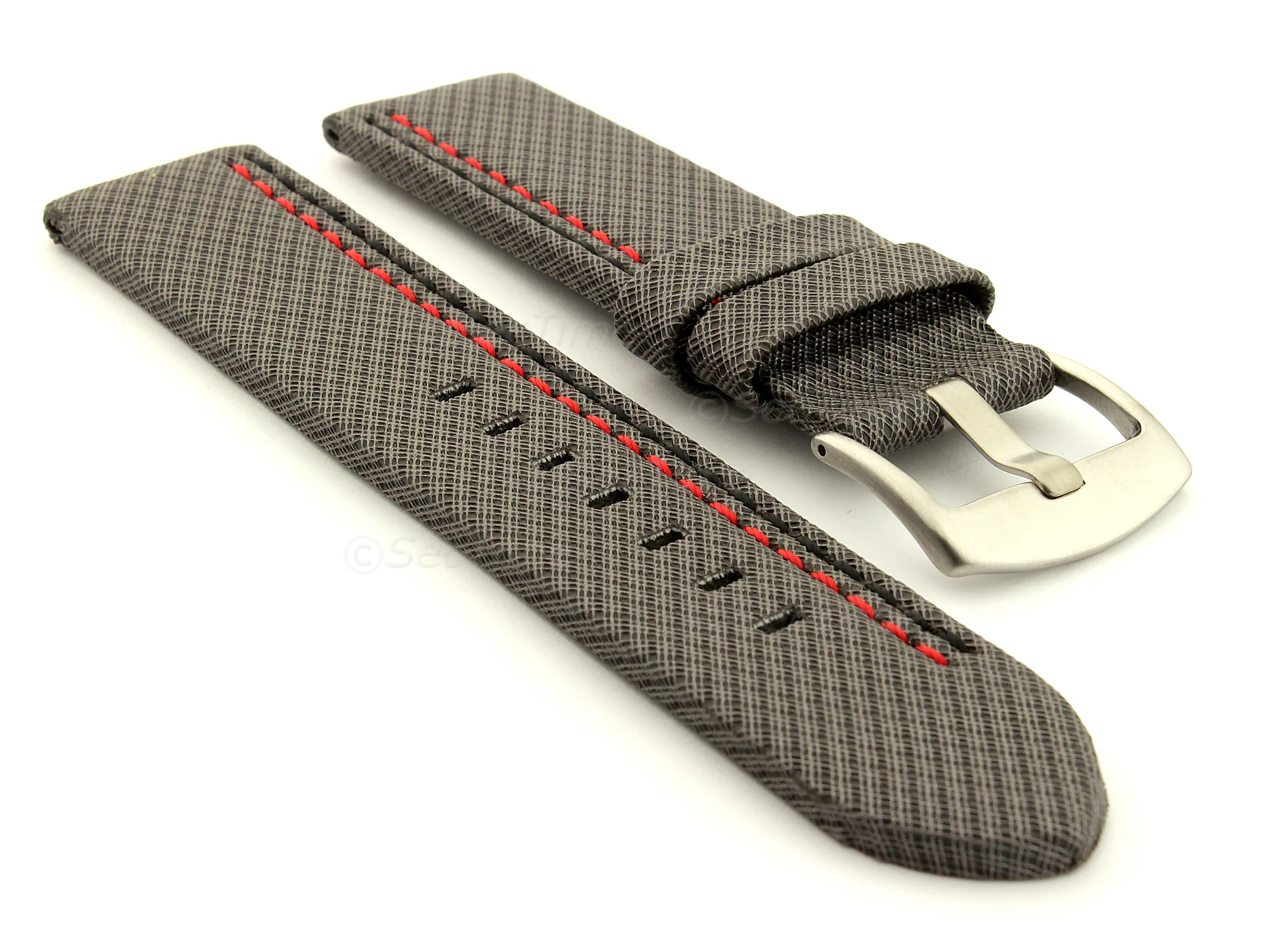 (image for) Waterproof Synthetic Watch Strap LYON, Cowhide Lining Grey 22mm