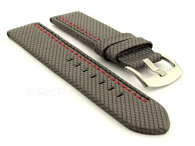 (image for) Waterproof Synthetic Watch Strap LYON, Cowhide Lining Grey 22mm