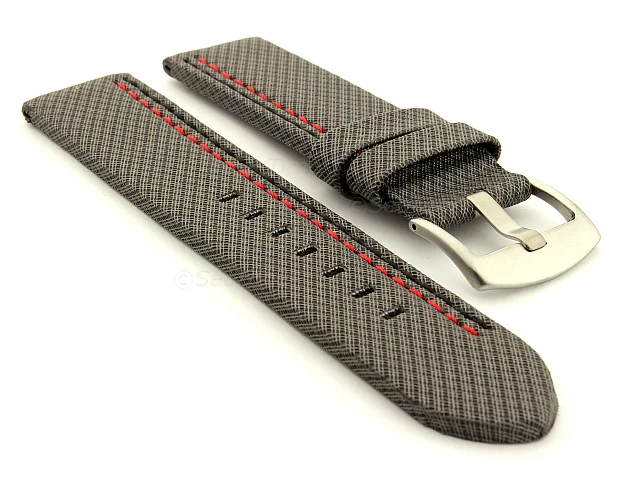(image for) Waterproof Synthetic Watch Strap LYON, Cowhide Lining Grey 22mm