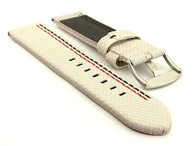 (image for) Waterproof Synthetic Watch Strap LYON, Cowhide Lining White 20mm (1)