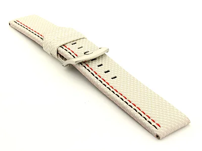 (image for) Waterproof Synthetic Watch Strap LYON, Cowhide Lining White 20mm (2)