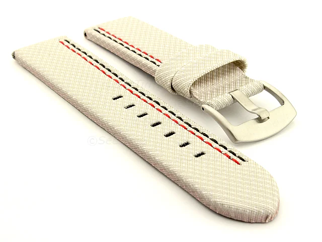 (image for) Waterproof Synthetic Watch Strap LYON, Cowhide Lining White 20mm