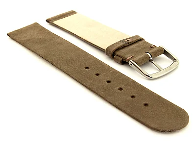 (image for) Suede Genuine Leather Watch Strap Malaga Coyote Brown12mm (1)