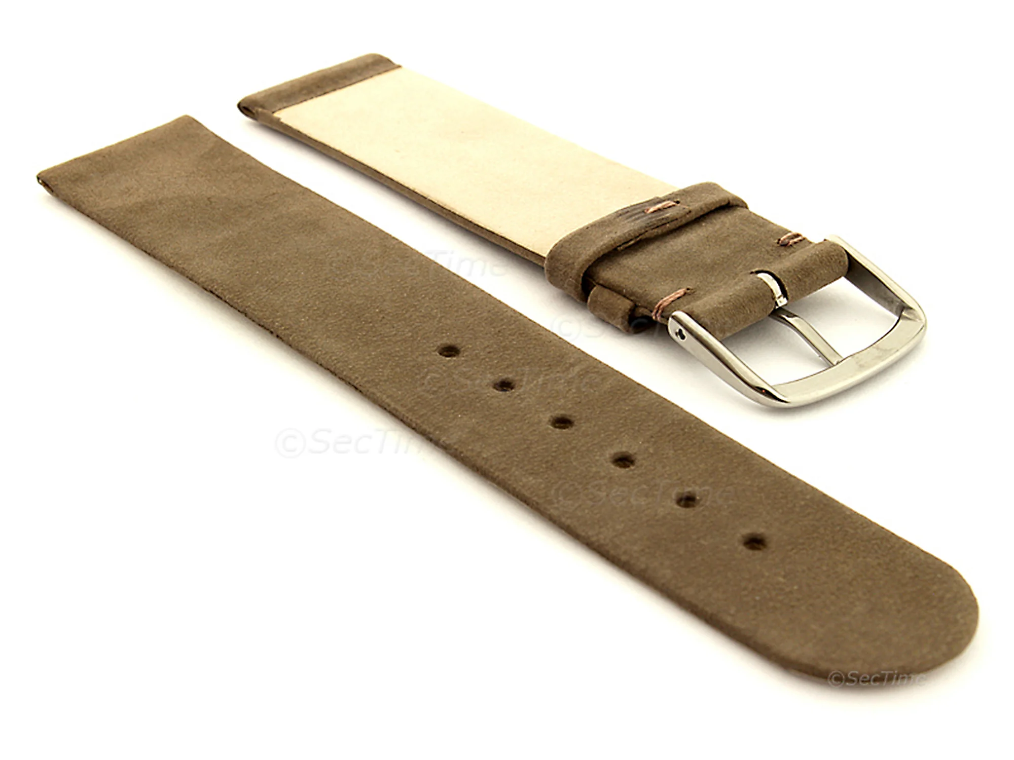 (image for) Suede Genuine Leather Watch Strap Malaga Coyote Brown12mm (1)