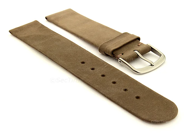 (image for) Suede Genuine Leather Watch Strap Malaga Coyote Brown12mm