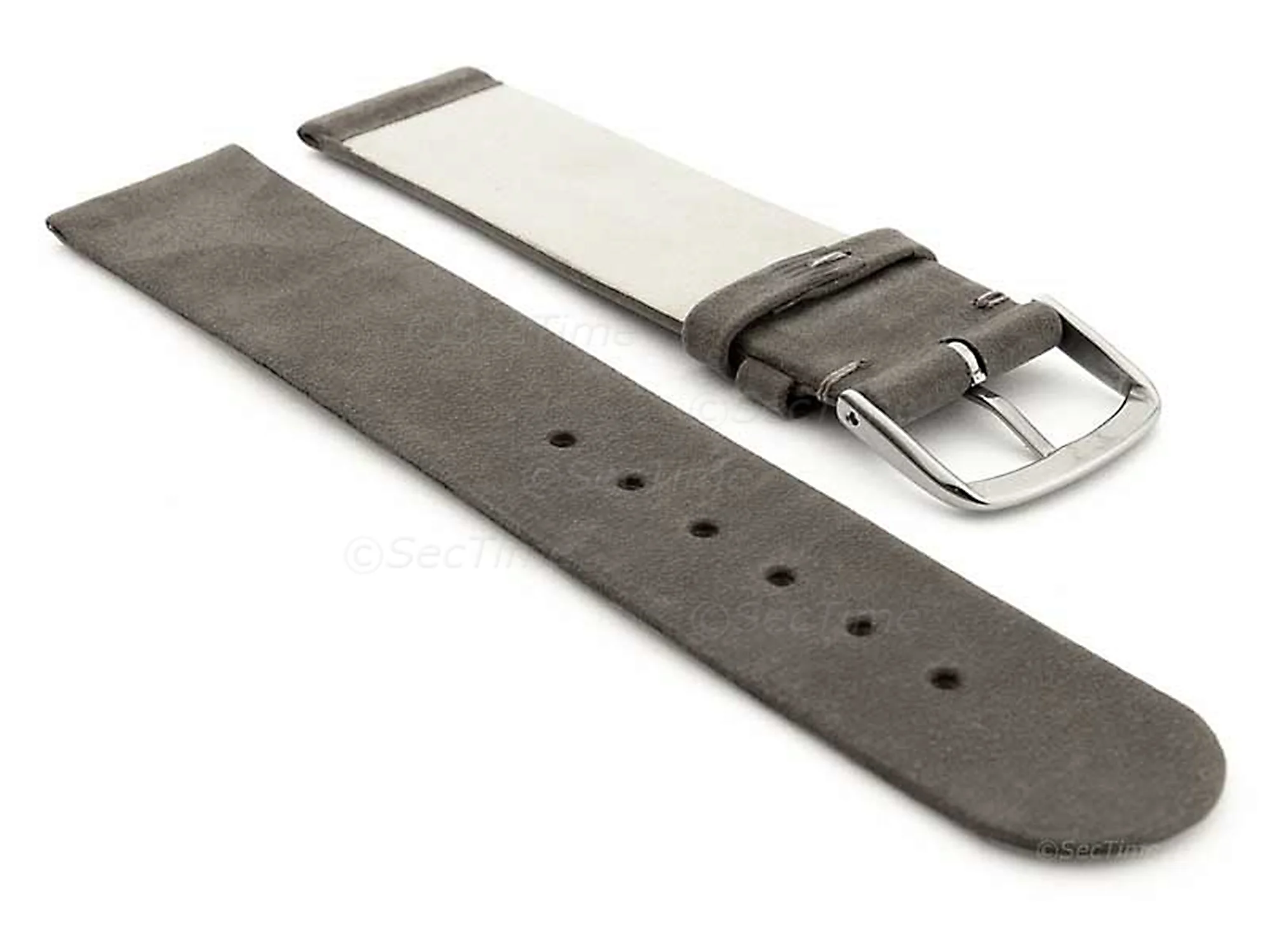 (image for) Suede Genuine Leather Watch Strap Malaga Coyote Grey 12mm (1)