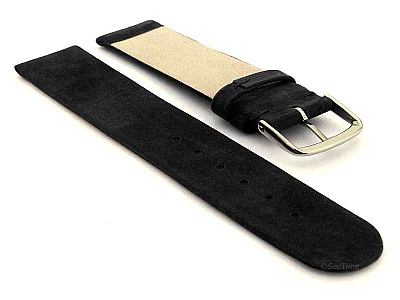 (image for) Suede Genuine Leather Watch Strap Malaga Black 12mm (1)